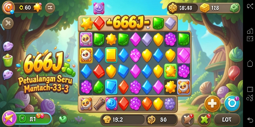 Gameplay seru dan penuh warna dalam permainan Match-3 666J.