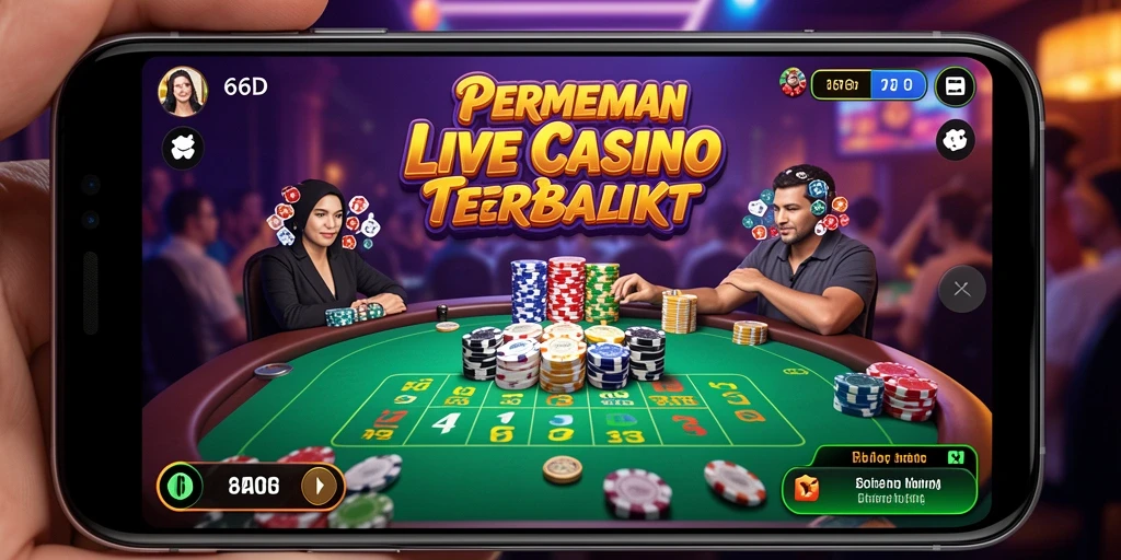 Tampilan gameplay seru di 66D dengan interaksi langsung dan dealer profesional.