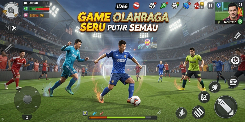 Screenshot gameplay ID66 menampilkan aksi olahraga yang intens dan seru.