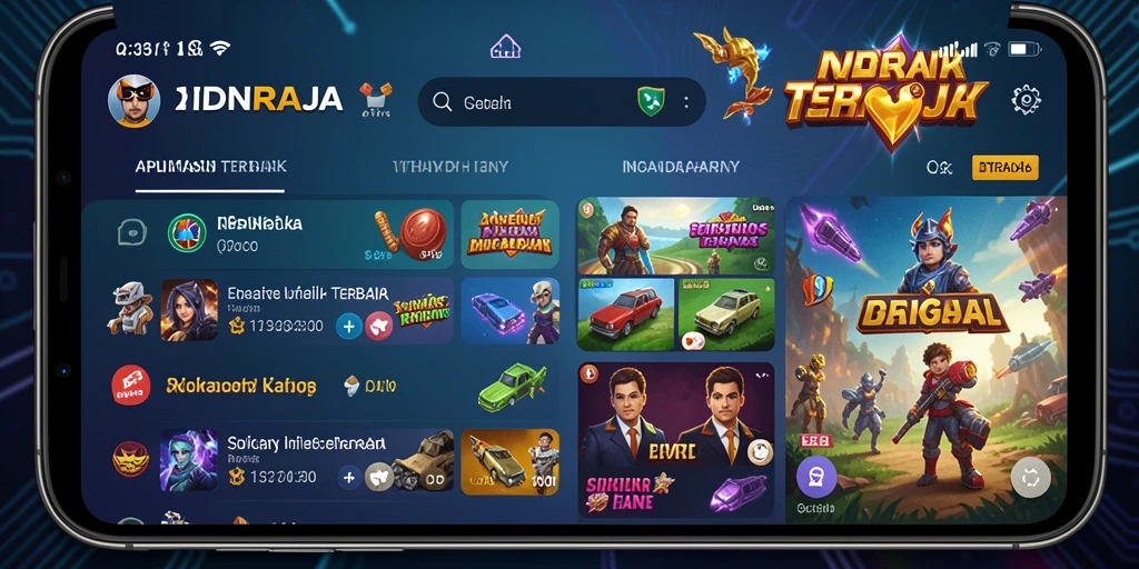 Tampilan utama aplikasi IDNRAJA dengan fitur utilitas yang lengkap.