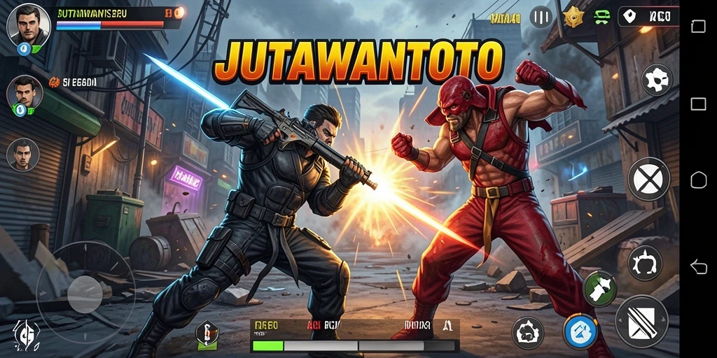 Tampilan aksi intens dari gameplay JUTAWANTOTO yang mendebarkan.