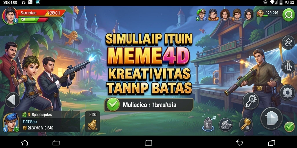 Tampilan menarik dari gameplay MEME4D dengan berbagai alat desain.