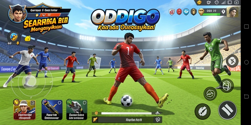 Gambaran gameplay ODDIGO dalam aksi olahraga yang mendebarkan.
