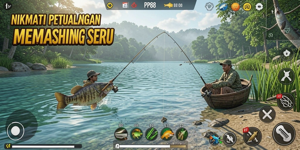 Screenshot menunjukkan pengalaman memancing yang mendebarkan di PP88.