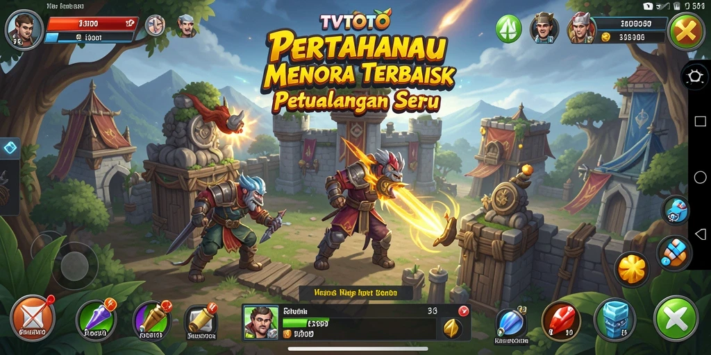 Gameplay menegangkan dalam Tower Defense TVTOTO yang penuh strategi.
