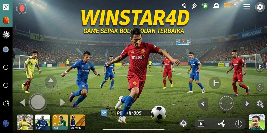 Tampilan gameplay WINSTAR4D dengan aksi sepak bola yang seru.